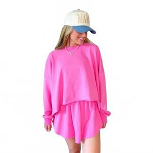 NEW POPPY & PINE women's high waist pull-on skort in pink